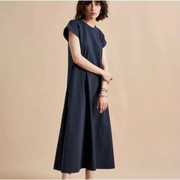 La Ligne Dress Small Andie Midnight A Line Maxi Navy Blue Crewneck Luxury Casual - Picture 4 of 13